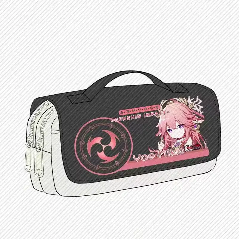 Genshin Impact Cute School Pencil Cases HUTAO Kaedehara Kazuha Yae Miko Cosplay Student Pen Bag Storage Cosmetic Bag Fans Gift