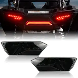 Tail Lights LED Red Lens Rear Brake Driving Lights Lamps Replacement For 2014-2019 Polaris RZR 1000 900 XP 4 Turbo Taillights