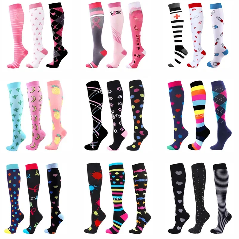 CFS chaussettes de Compression femmes hommes genou bas 20-30mmHg œdème diabète varices infirmière chaussettes de Compression course Sport chaussette