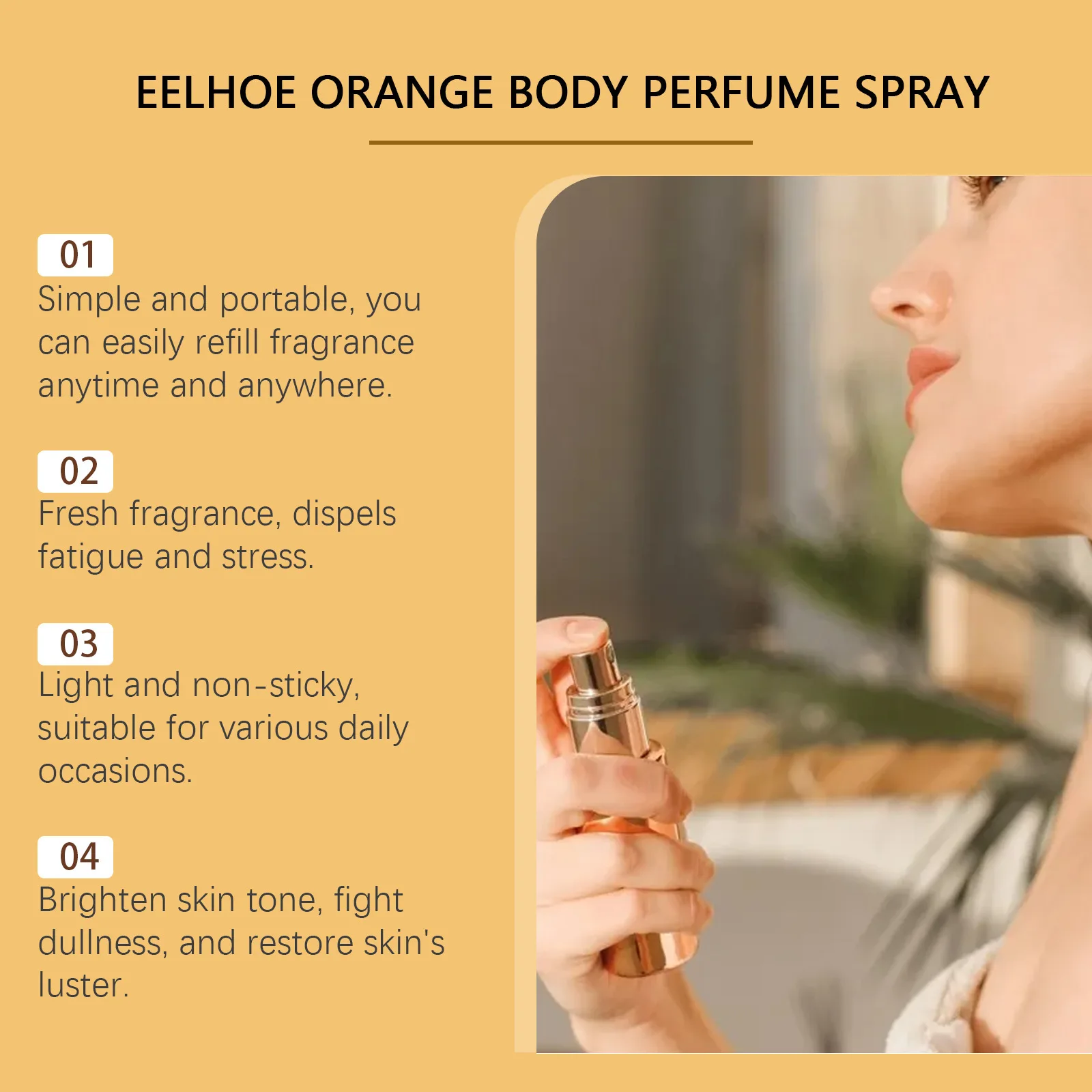 Eelhoe 90ml Pheromone Air Refresher Spray Orange Jasmine Mist Long Lasting Fresh Light Fragrance Natural Aroma Glamour Spray