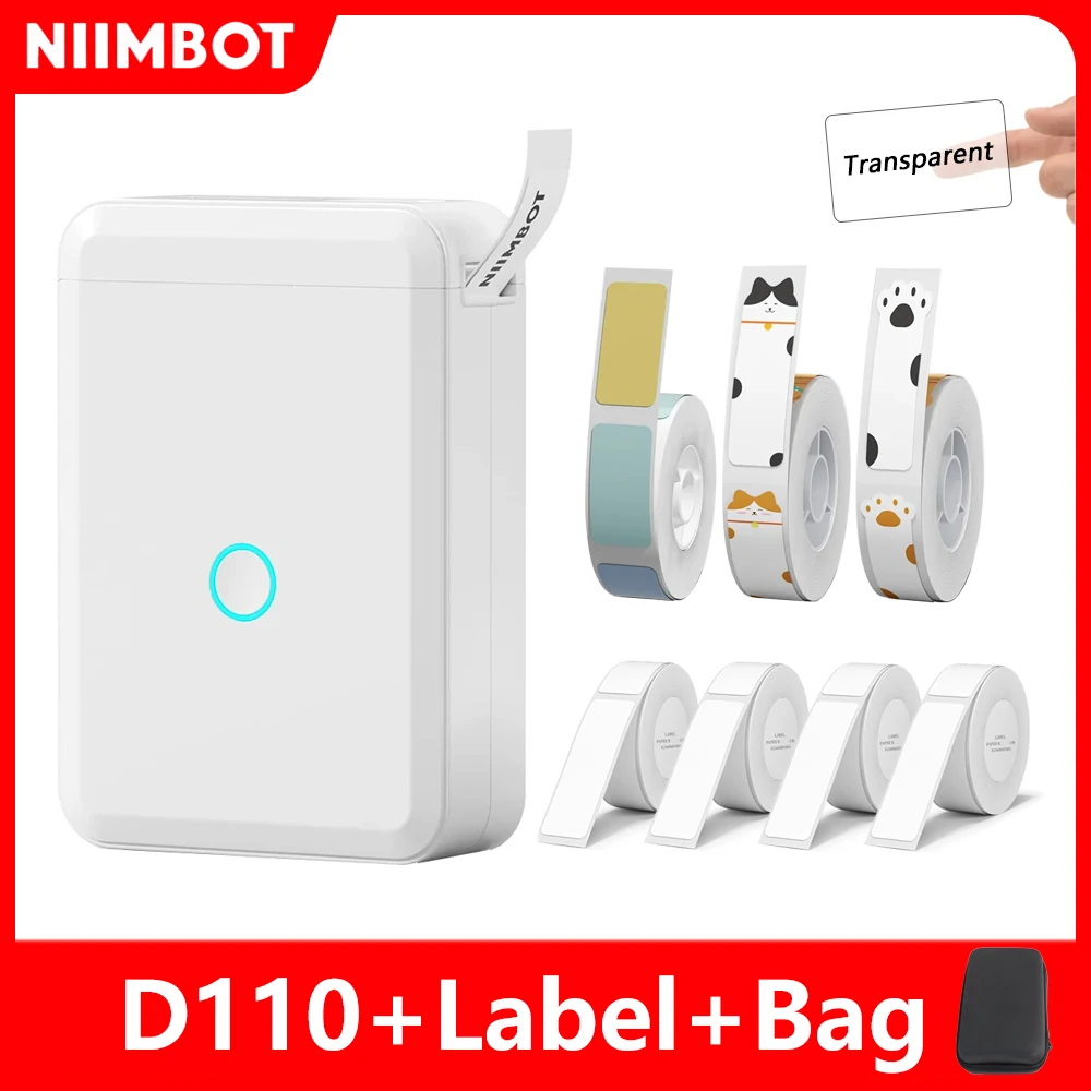 Niimbot D110 Mini impressora portátil para celular, Impressora de etiquetas adesiva térmica para adesivos, Máquina de etiquetas de bolso