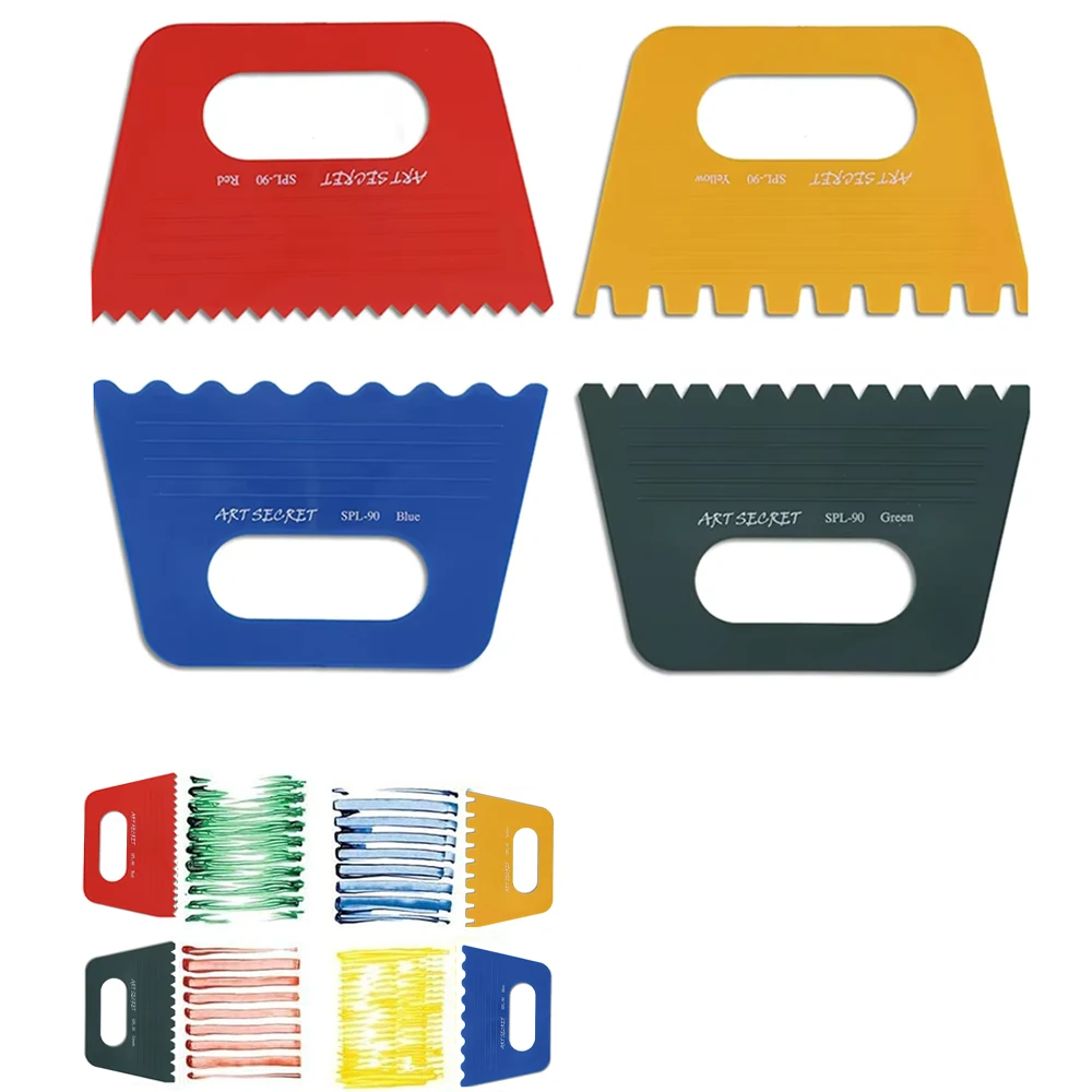DIY Plastic Paint Scraper Tool for Painting and Wall Patterns Tooth Comb Texture Scraper for Ceramic Pattern