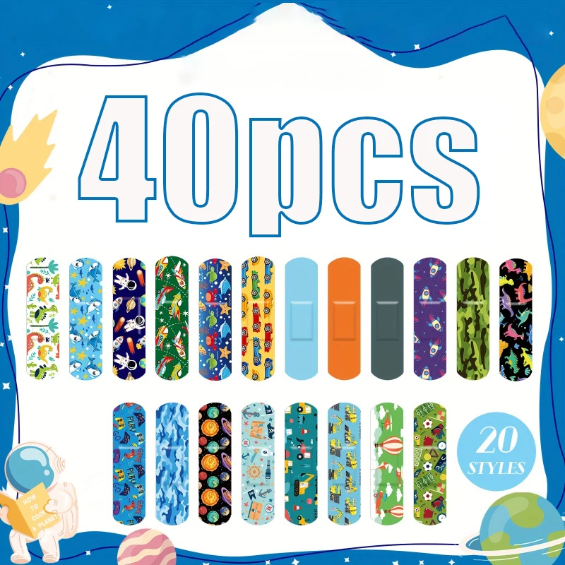 40/80pcs 20 Styles Kids Bandages Bulk Cute Cartoon Flexible Bandages Waterproof Breathable Bandages Strip Protect Cuts And Scrap image 6