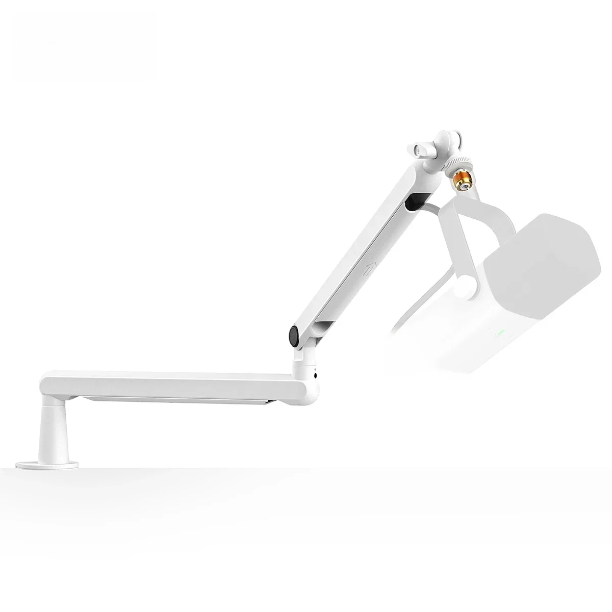 FIFINE Support de microphone à bras de flèche à profil bas avec support de bureau/gestion des câbles, flèche de micro réglable pour AM8 K688-White BM88W 3