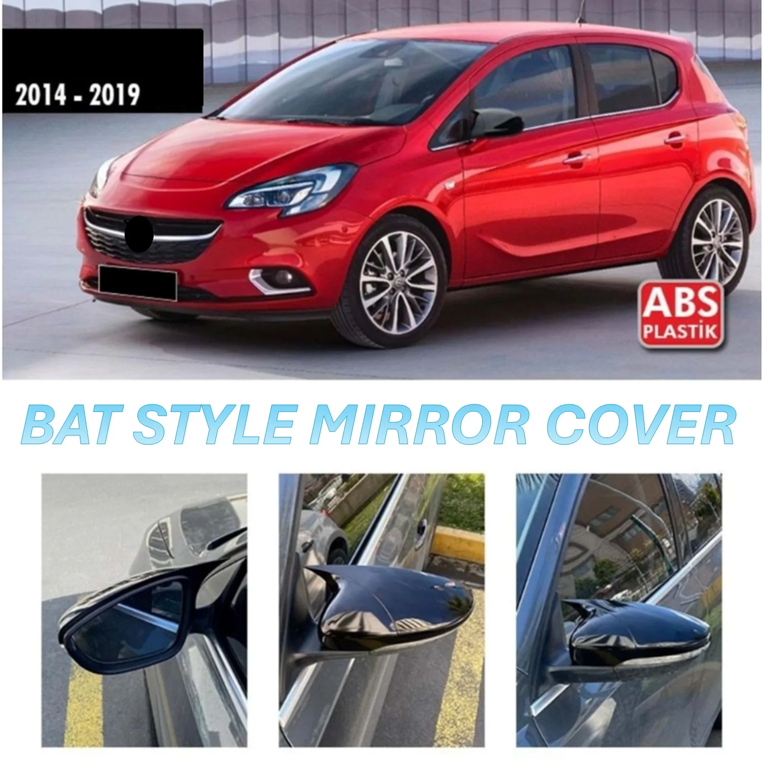 

2 Pieces Rearview Mirror Cover For Opel Corsa E 2014-2019 Side Wing RearView Mirror Case Cover Glossy Black Car Shields