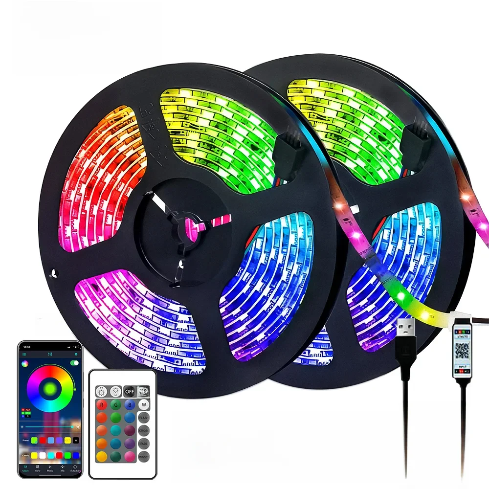 Taśmy LED RGB 3535, 5V 1M-30M, 16 milionów kolorów, RGB, taśmy LED do synchronizacji muzyki, zmiana koloru na imprezę w domu — zdjęcie 2