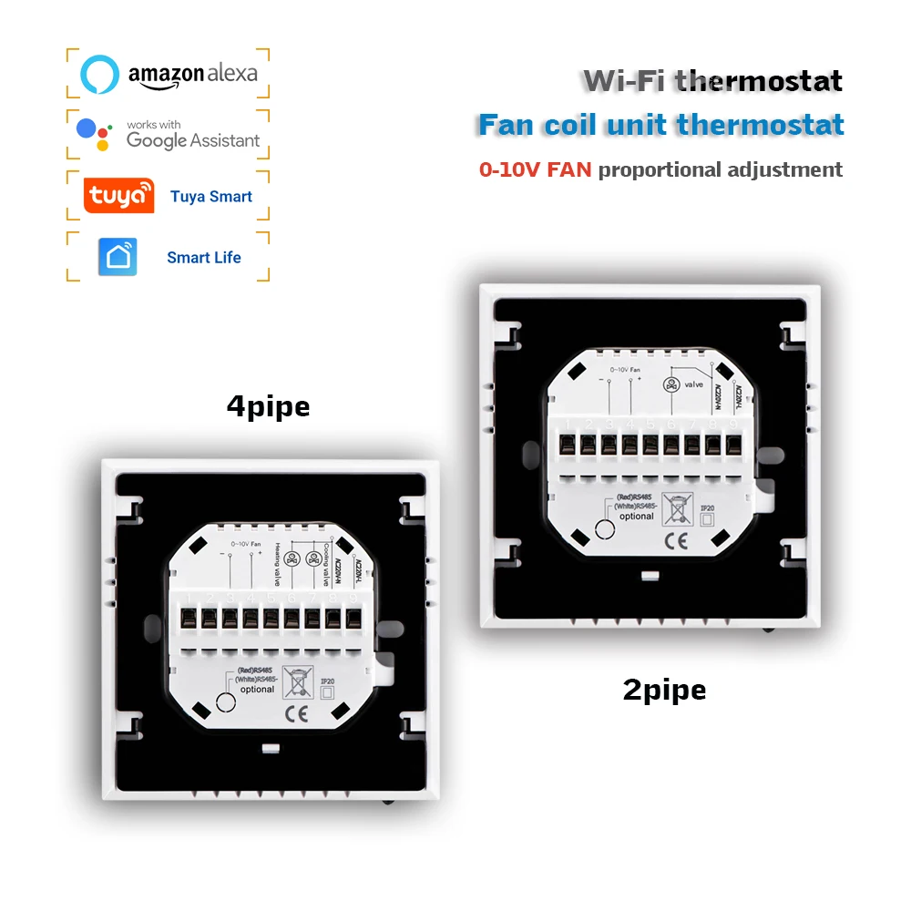 0-10V modüle fan termostat Tuya akıllı yaşam Wifi Fan coil sıcaklık regülatörü için ısı ve serin işler için Alexa Google ev