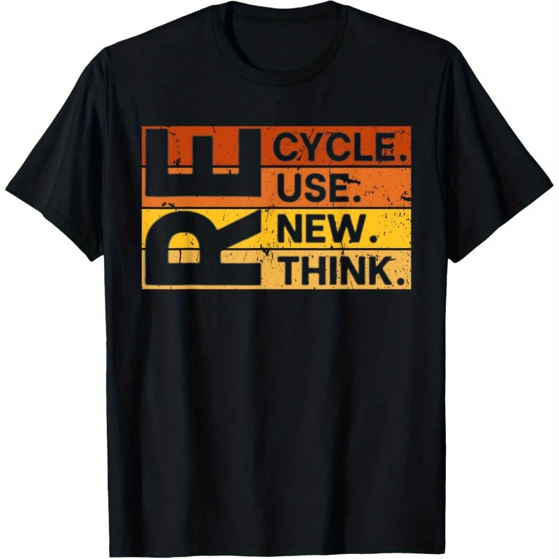 

Retro Vintage Earth Day Tee Recycle Reuse Renew Rethink T-Shirt Suitable for personality casual round neck t-shirt Pure cotton