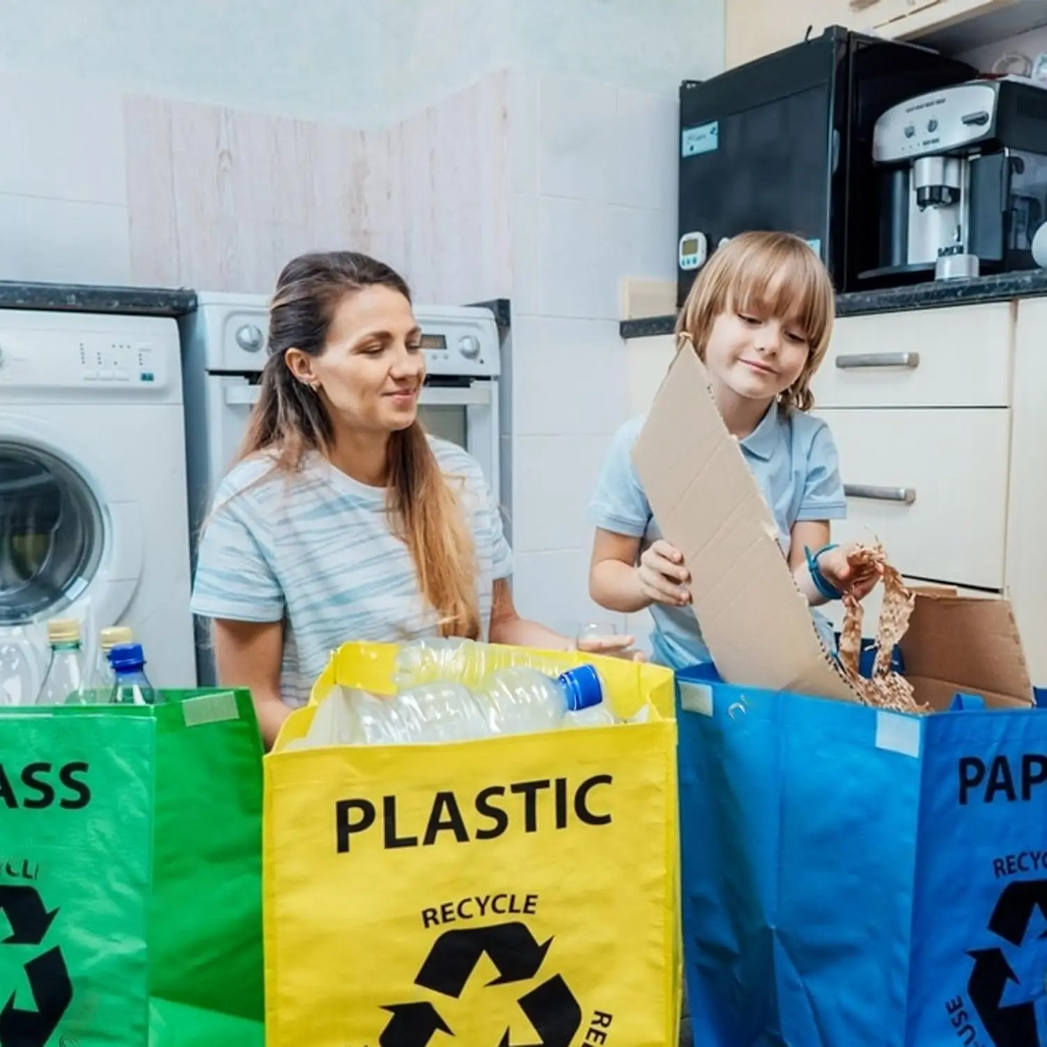 Heavy Duty Reusable Color Coded Recycling Bags