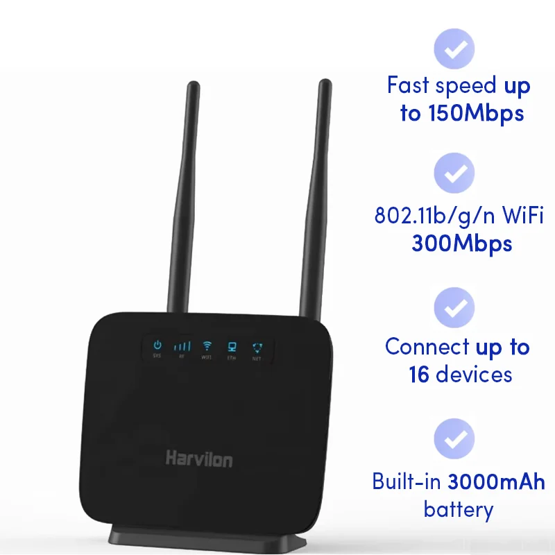 2025 새로운 4G LTE CAT4 실내 CPE 라우터 Wifi 300Mbps 무선 모뎀(Sim 카드 슬롯 포함) VOLTE 3000mAh 배터리