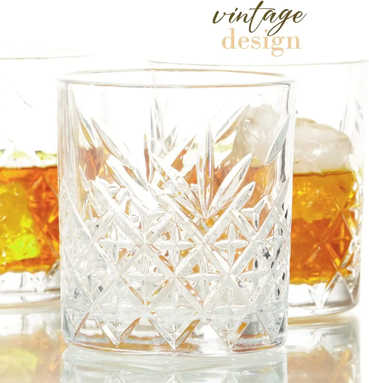 Pasabahce Timeless Old Fashioned Vintage Whiskey Glasses For Scotch, Bourbon, Liquor, and Cocktail - Set of 4/8 (345ml/11.7oz)