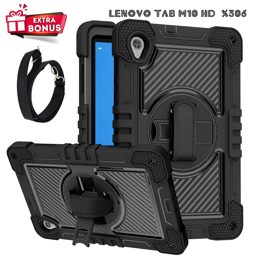 

For Lenovo Tab M10 HD X306 10.1 inch Case Wrist Strap Kickstand Cover Generation Shockproof EVA Tablet