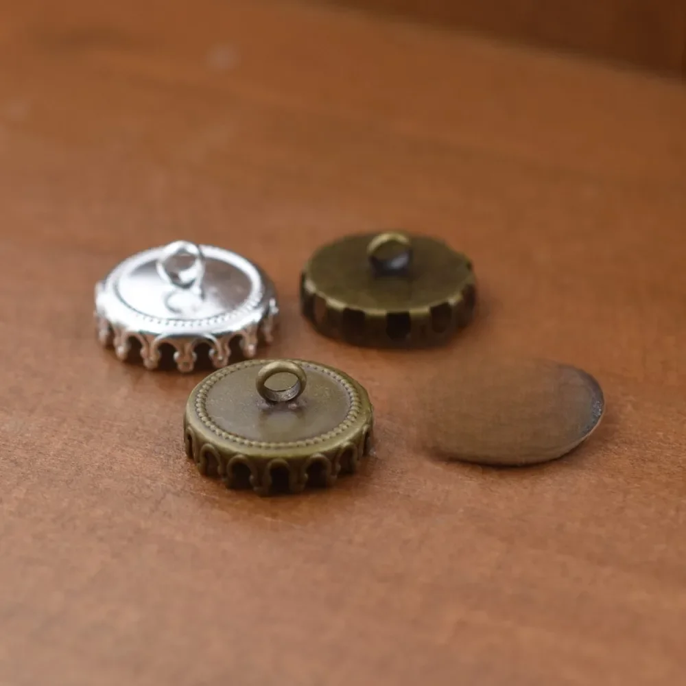 10 sztuk 12mm materiał mosiężny Cameo ustawienie kaboszon przycisk podstawa wisiorek taca elementy biżuterii ręcznie robiony materiał — zdjęcie 2