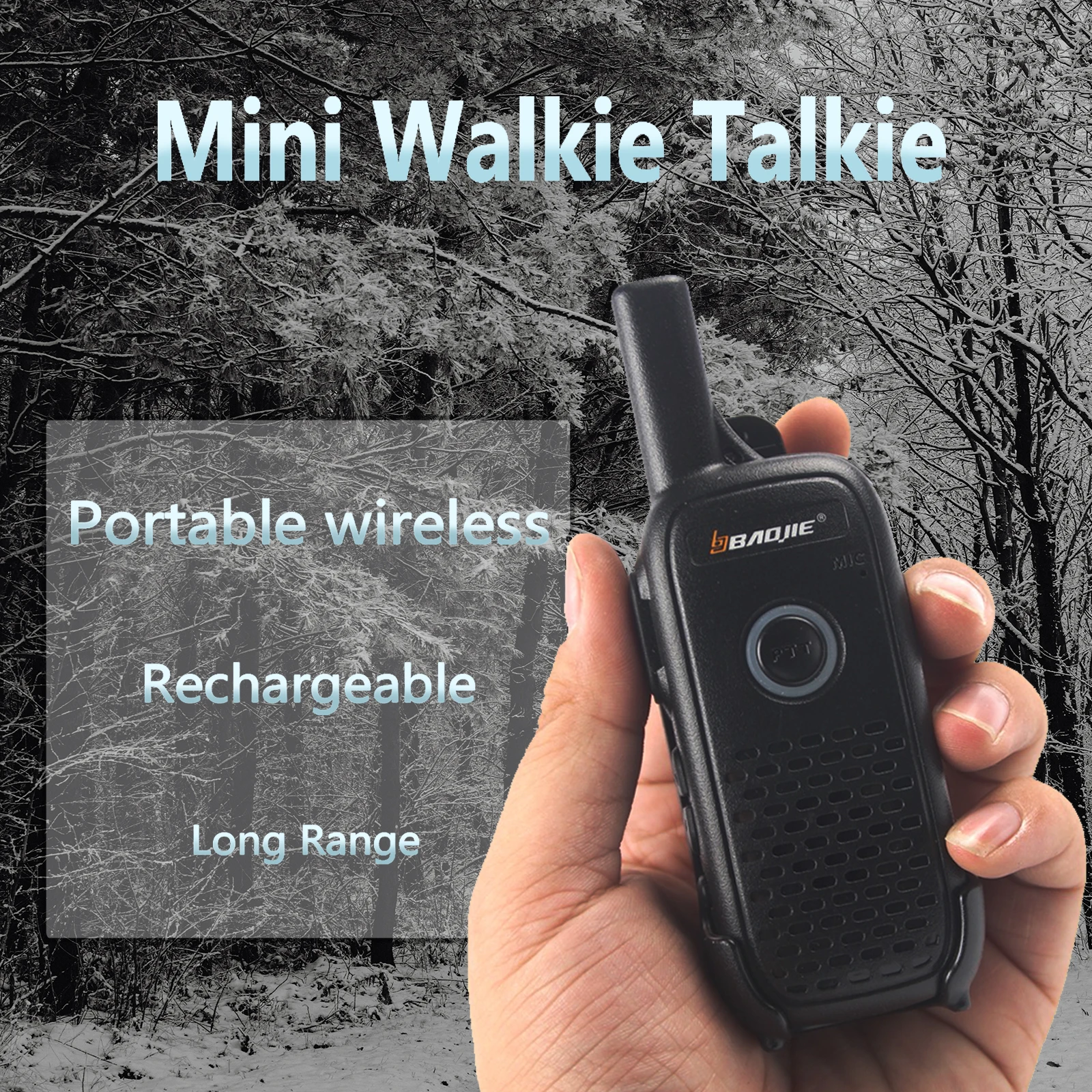 2 Pack Mini Walkie Talkie Baojie BJ-Q2 2W Uhf 400-470Mhz 16 Kanaals Draagbare Oplaadbare Kleine Maat Lange Afstand Tweeweg Radio