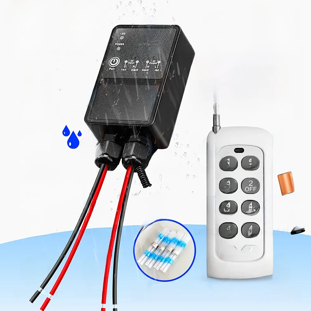 Bezprzewodowy przełącznik zdalnego sterowania 433Mhz 110V 220V zewnętrzny wodoodporny zakres sterowania 500m, przekaźnik dużej mocy 30A, do wentylatora lampy pompy — zdjęcie produktu 7