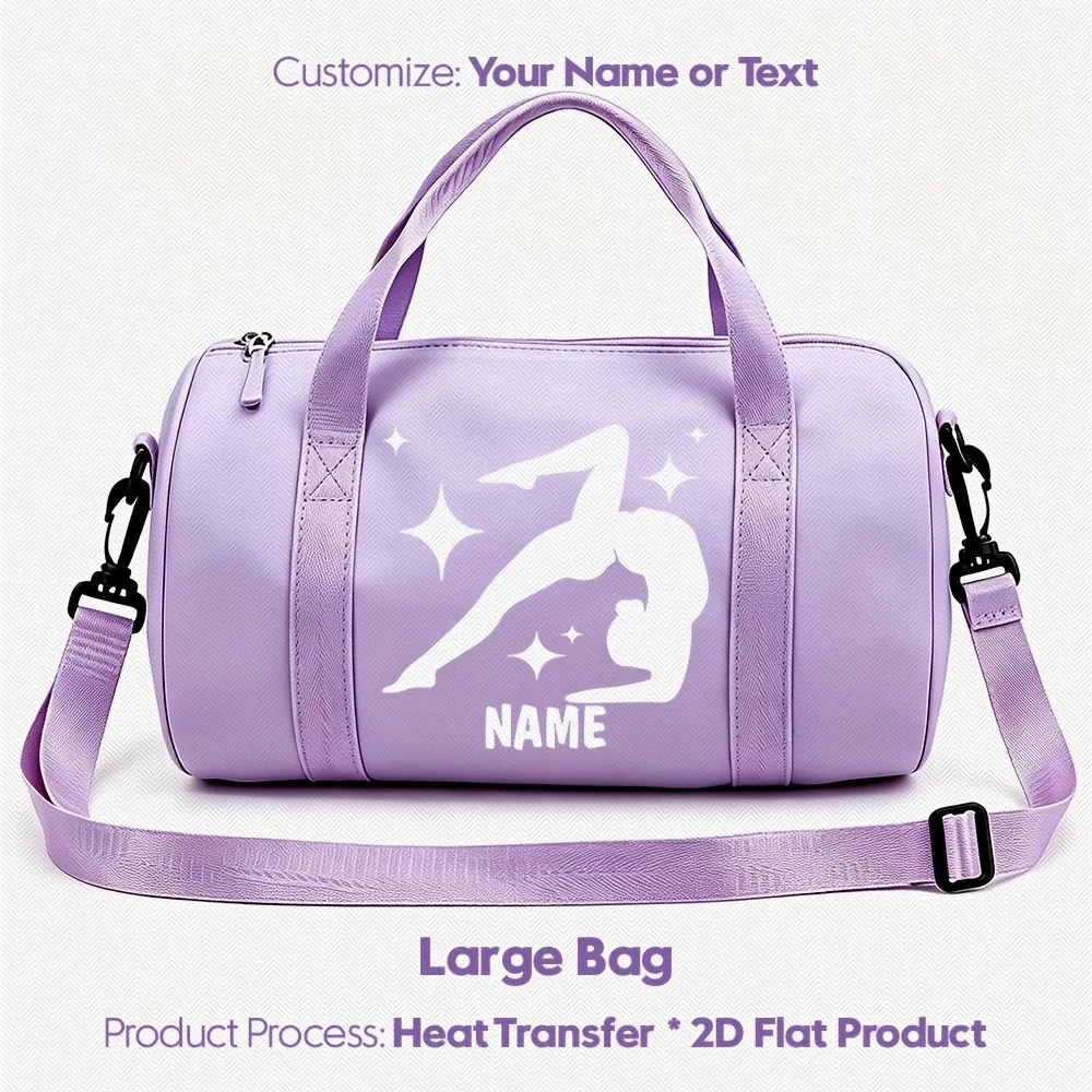 Personalized Name/Text Gym Duffle Bag Suitable for Dance & Gymnastics - Large Capacity Adjustable Strap, Preppy Nylon Sports Bag