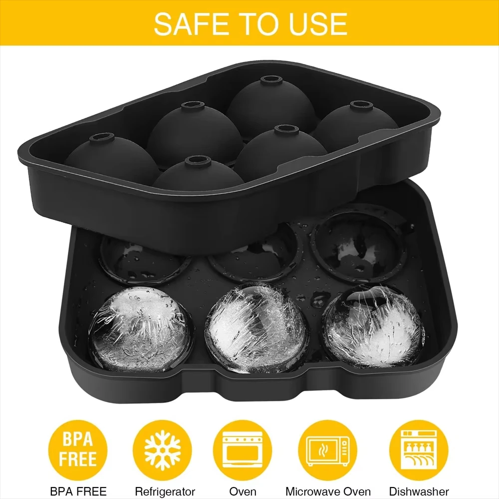 6 Grid Ice Ball Maker Silicone Ice Cube Mold Tray DIY Freeze Ice Maker Kitchen Barware Tools Perfect for Freezer Cocktail