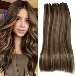 Moresoo Human Hair Wefts Hair Weft Brazilian Machine Remy Natural Straight Weaving Bundles 100g Per Sew in Human Hair Extensions