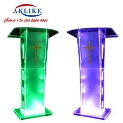 Standing Luminous Podium Custom Logo Parking Desk Organic Glass Lectern Consultation Dais Church Training Pulpit Free Shipping