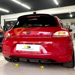 Scirocco-difusor de parachoques trasero MK3 Pre Facelift 2008-2013, extensión de ala de alerón, salidas dobles izquierda, Piano, plástico negro brillante