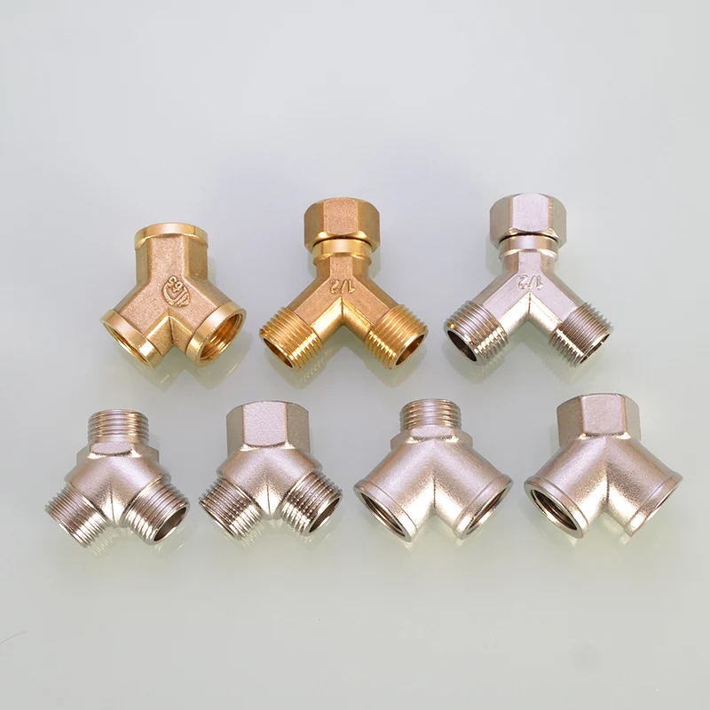 3 Cổng Kết Nối 1/2 "Nữ Nam Y Hình DN15 Bộ Chia Khối Mạ Niken Đồng Ống Khớp Nối bộ Chuyển Đổi Nước Gas