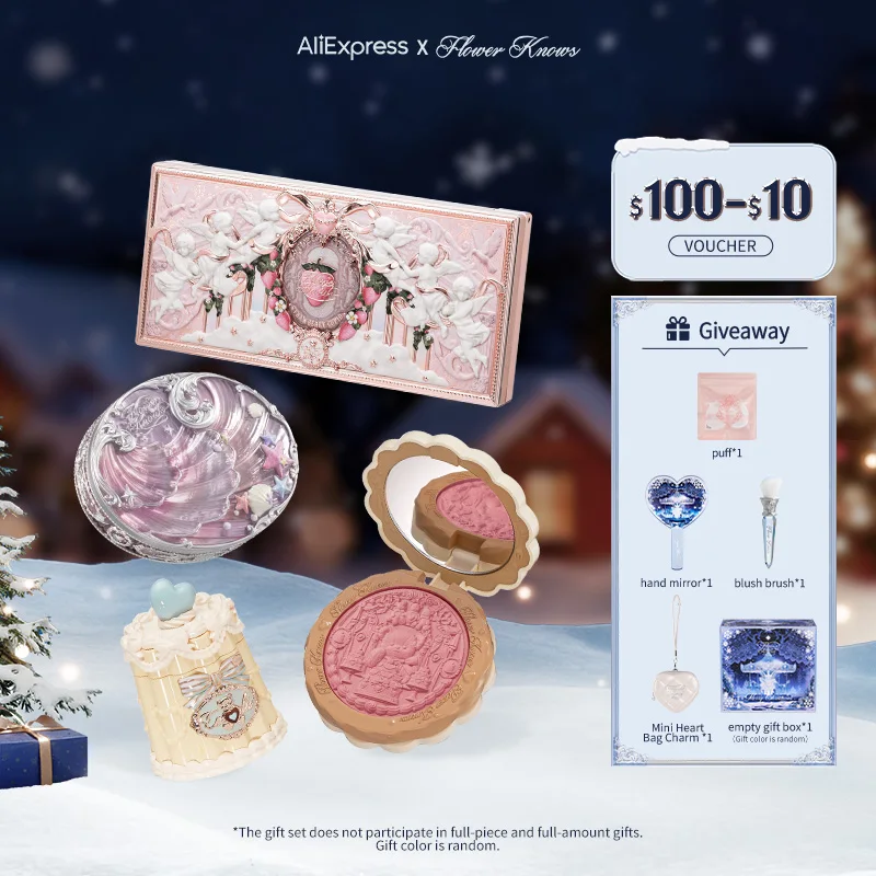 【新商品】フラワーノーズ 2025 クリスマスギフトセット アイシャドウ＋チーク＋リップスティック＋プレストパウダー メイクアップセット