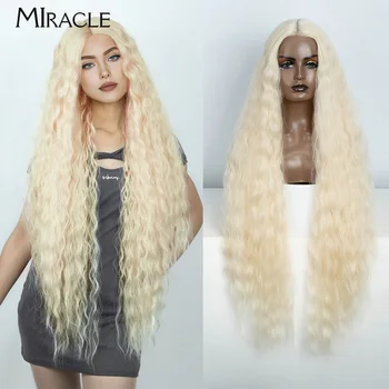 MIRECLE פרוק סינטטי עם שיער מתולתל לנשים 41 אינץ 'פייבר פרוק קוספליי בלונד אדום וורוד צבעים