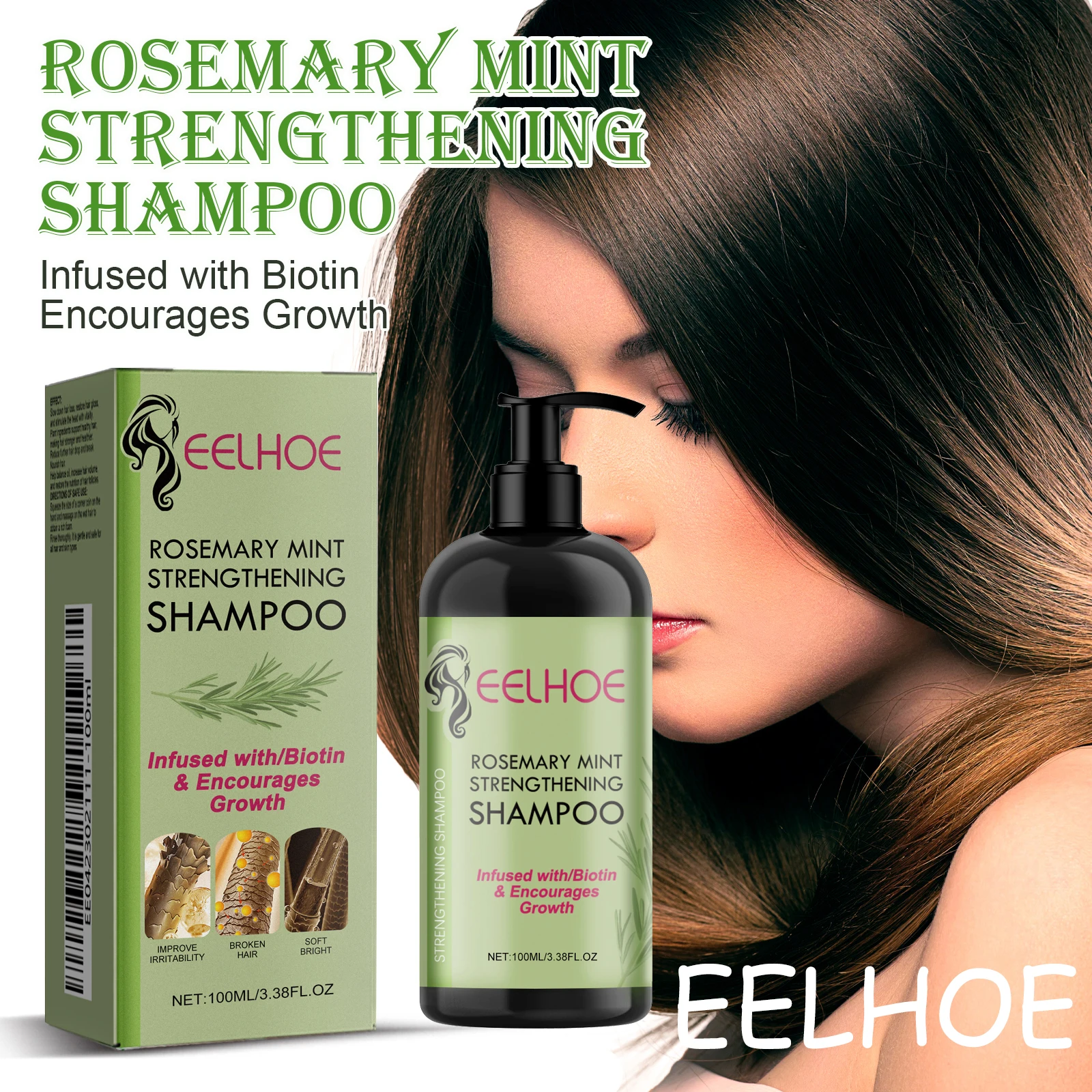 

EELHOE Hair Cleaning Shampoo Rosemary Nourishing Hair Strengthening Hair Roots Prevent Hair Loss Volumizing Hair Shampoo