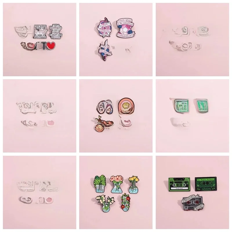 Broches en émail avec citations géométriques, 2-7 pièces/ensemble, garde le sourire, garder la lecture, Motivation inspirante, broche, Badge à revers, bijoux, cadeau pour Fans