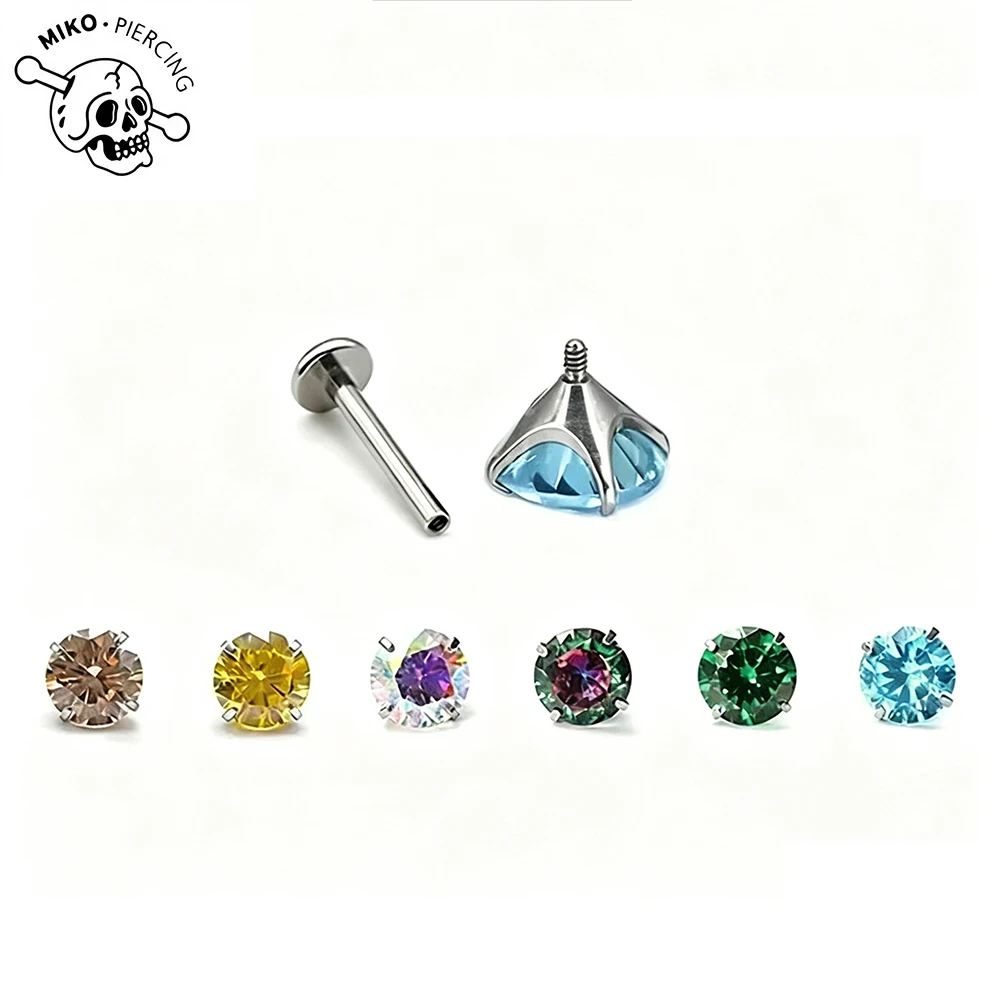 Wholesale 5Pcs F136 Implant Grade Titanium 16G 2/3/4mm 5A CZ Heart Internally Threaded Helix Ear Cartilage Tragus Stud Piercing