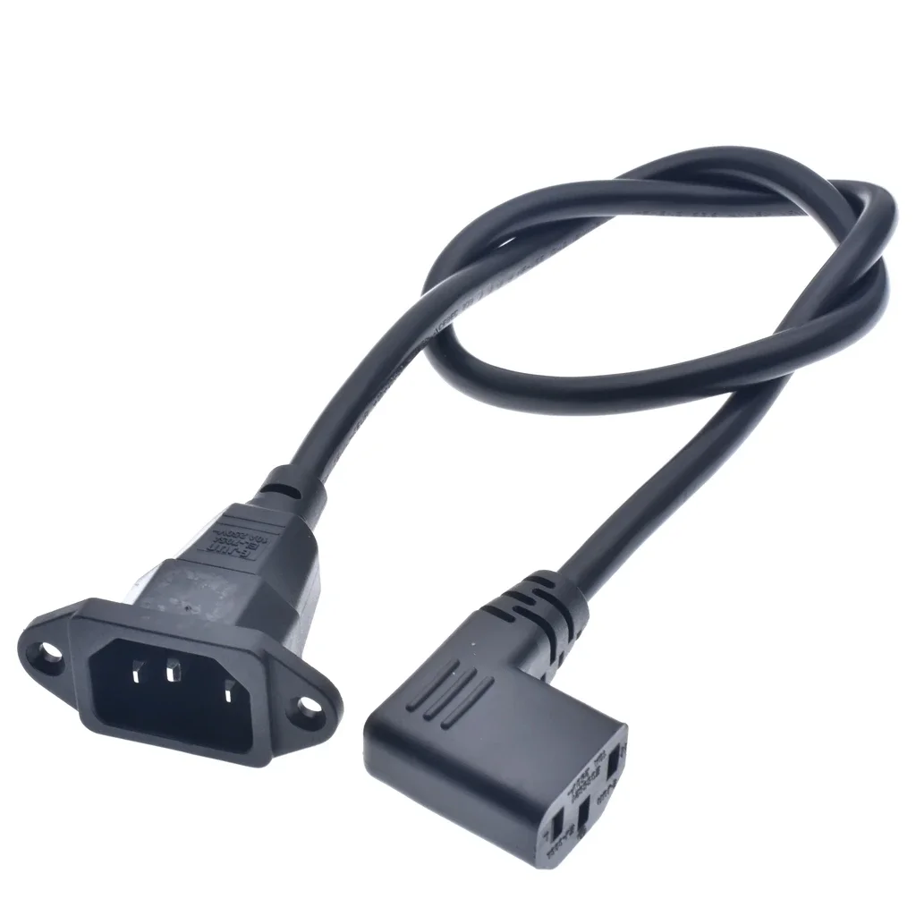 IEC320 Przedłużacz C14 do C13 C14 z otworami na śruby i C13 kątowy o długości 30/60 cm H05VV-F 3G — zdjęcie produktu 7