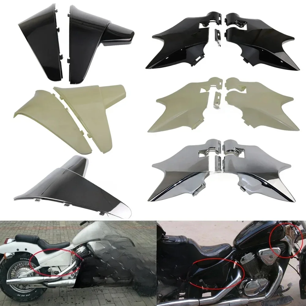 Voor 88-98 Honda Shadow VT VLX 600 STEED 400 Steed 400 Motorcycle Cowl Draad Covers Side Frame Guard Hals cover Batterij Side Cover - afbeelding 2