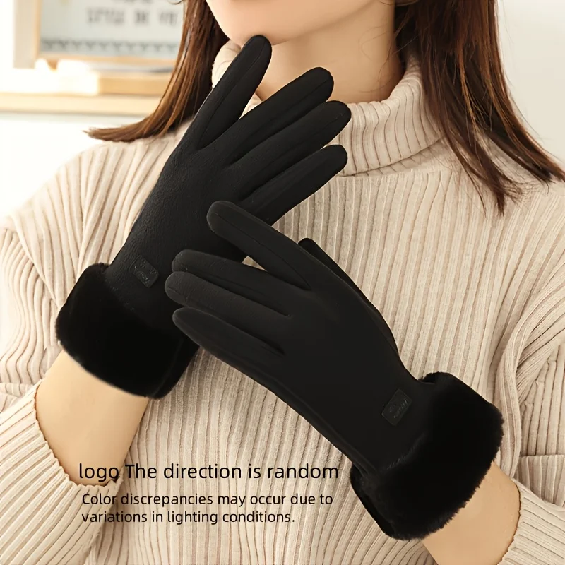 Women's Winter Touchscreen Gloves - Fleece Lining, Durable Polyester, Ideal for Snow Sports and Christmas Gifts