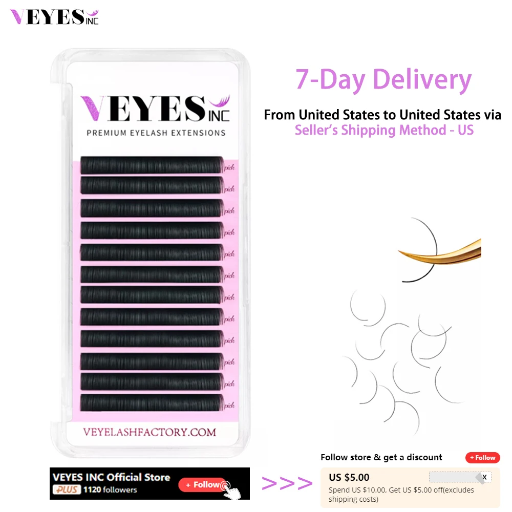 Veyes Inc Indywidualne przedłużanie rzęs Faux Mink Lashes C D CC DD Curl Veyelash Professionals Soft Natural Lash Bulk Wholesale