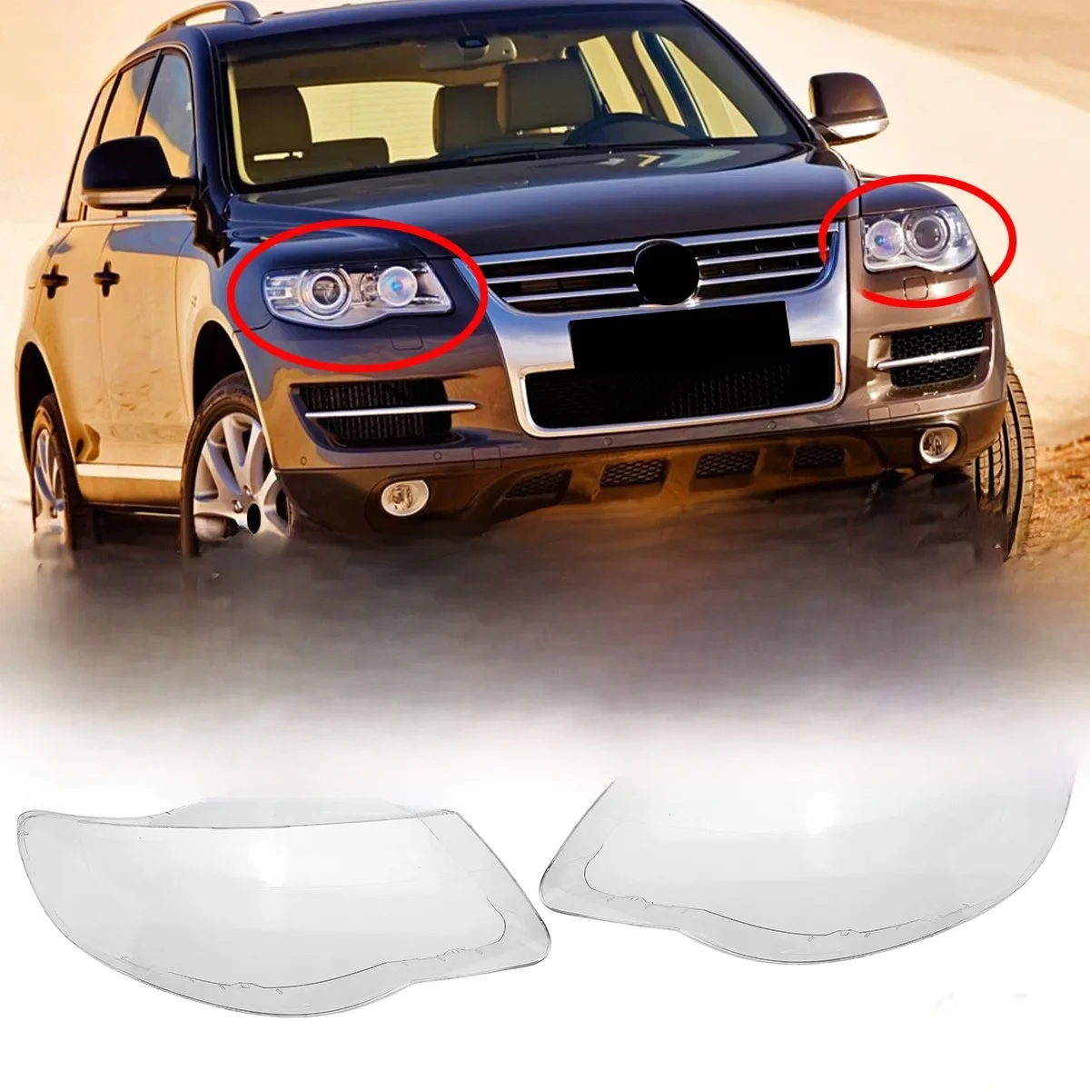 Osłona reflektora samochodowego Osłona klosza reflektora Osłona klosza Osłony soczewek do VOLKSWAGEN Do VW do Touareg 2007 2008 2009 2010 — zdjęcie 2