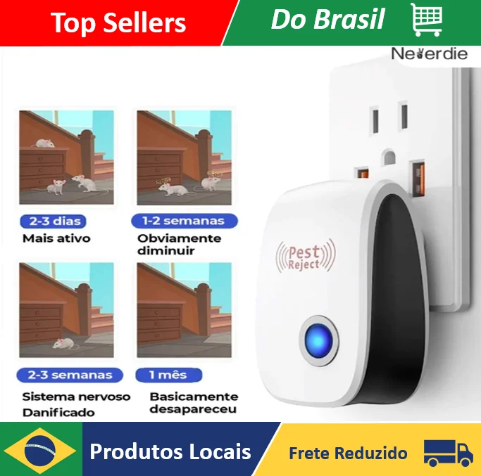 Repelente Eletrônico Ultrassônico Mata Mosca Pernilongo Barata Morcego Espanta Ratos - Neverdie Store