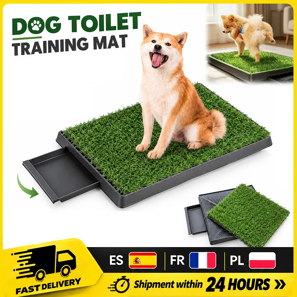 Toilette per cani con erba artificiale, tappetino portatile per l'addestramento al bagno dei cuccioli, vassoio per cani con sistema di drenaggio, tappetino igienico per interni, ideale per cani di