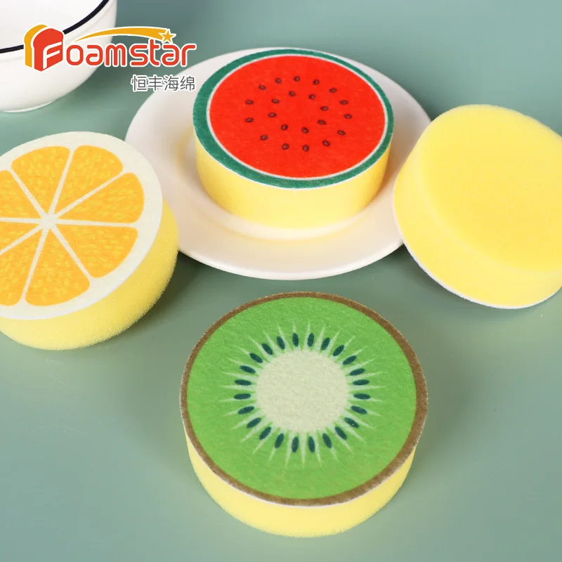 

Fruit Print Kitchen Sponge Scrubber Non Scratch Dish Washing Sponge Pads for Pots Pans Dishes Multi Purpose Cleaning Cloth Scouring Pad