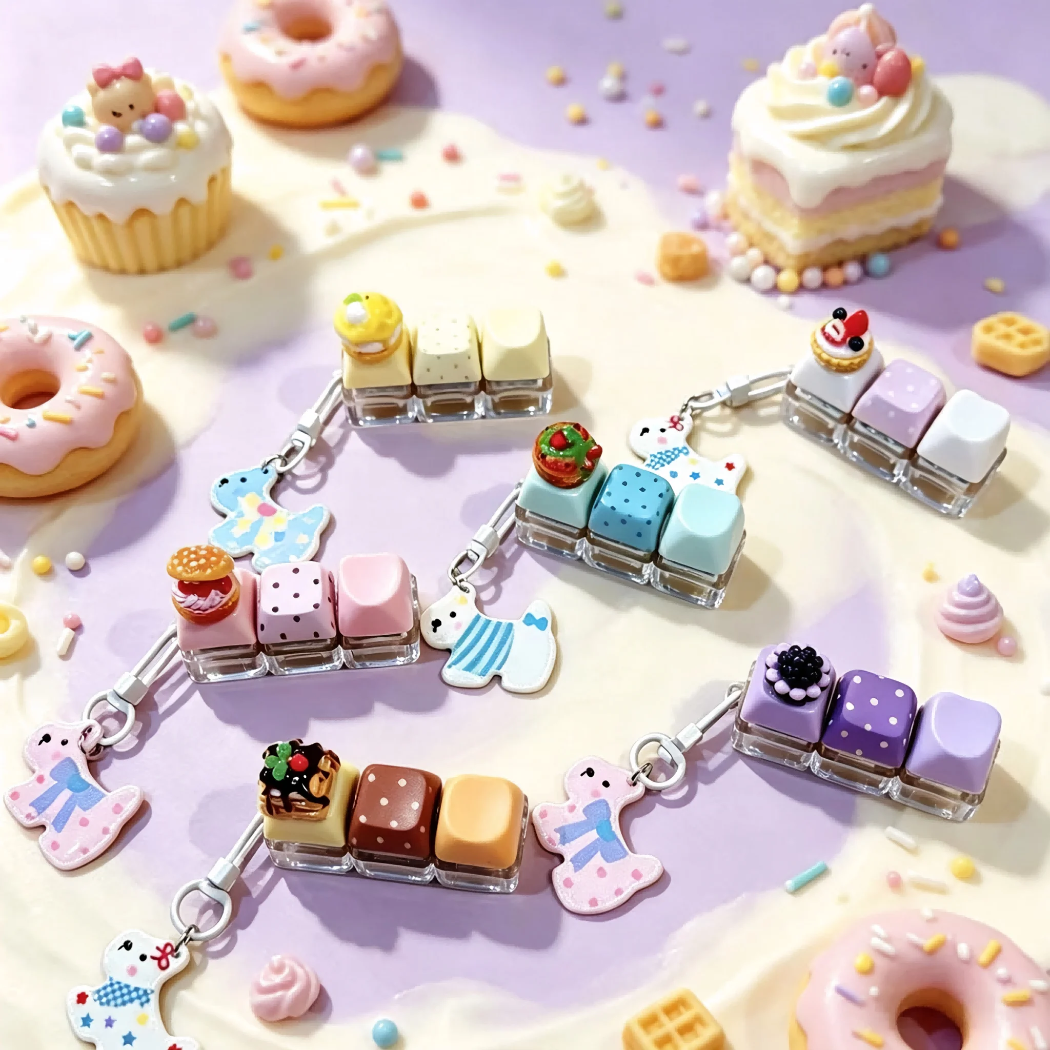 Keyboard Switch Tester - Dessert Cake Fidget Keychain, Keyboard Switch