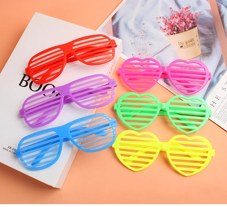 Neon Farbe Shutter Brille 80er Jahre Party geschlitzte Sonnenbrille Kinder Geschenk Erwachsene Rock Pop Star Disco Dress-up 90er Jahre Retro Party liefert – Detail 2