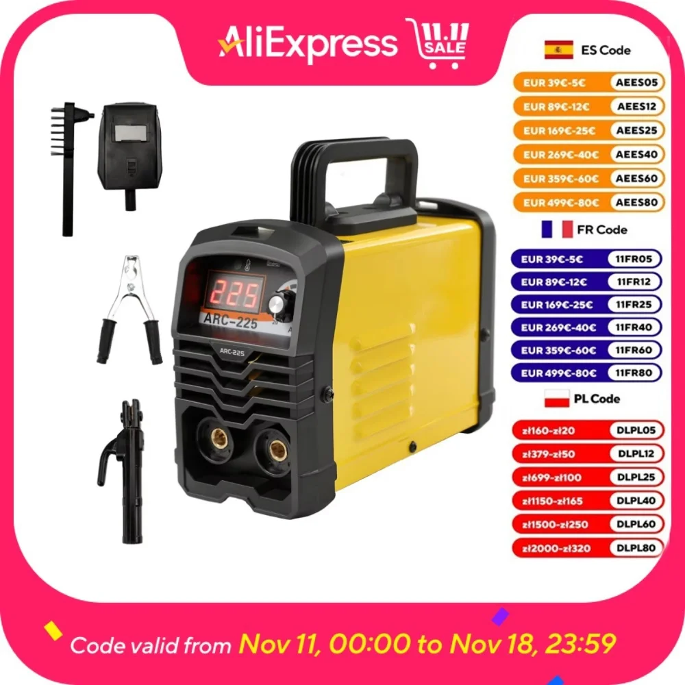 220V ARC 225A Welding Machine All Copper Transformer Bivoltage Pass Transformer Inverter DC 3500W MMA Welder Equipment