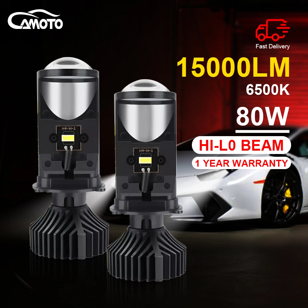

CAMOTO 80W 15000LM Auto Lamp Mini Lens LED H4 Bulbs Headlight Car Motorcycle Dual Projector Len LED Automotive Moto 12V 24V