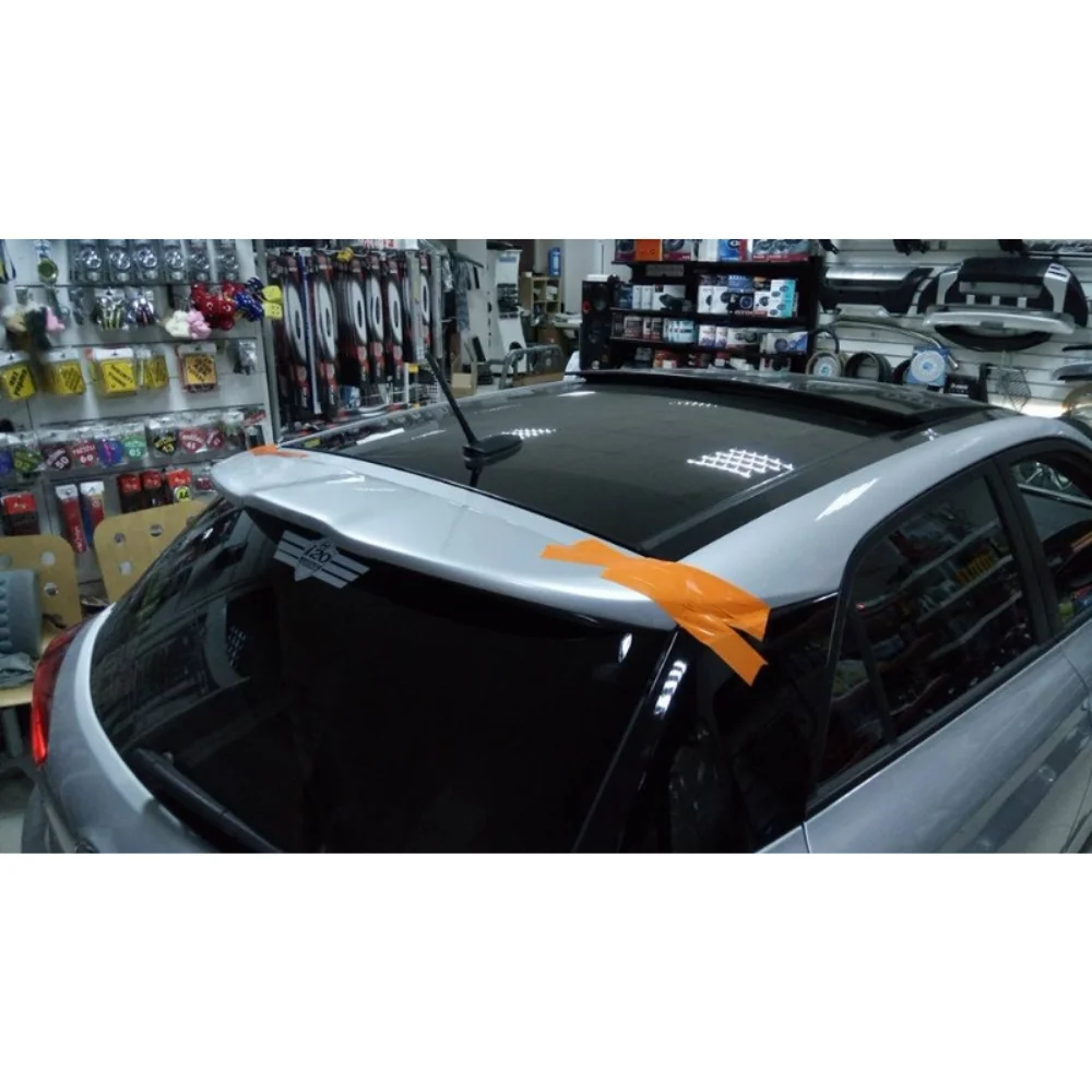 For Hyundai İ20 2016 Glass Top Spoiler Fiber Material Rear Roof Spoiler Wing Trunk Lip Car Styling Fully Compatible Tuning Parts