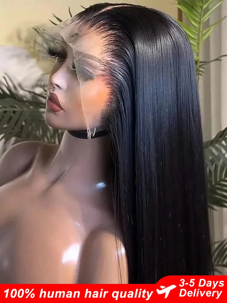 

30 40Inch Straight Human Hair Wig 360 Full Lace Wigs Human Hair 13x6 HD Lace Frontal Wig Pre Plucked Closure Black Wig For Women