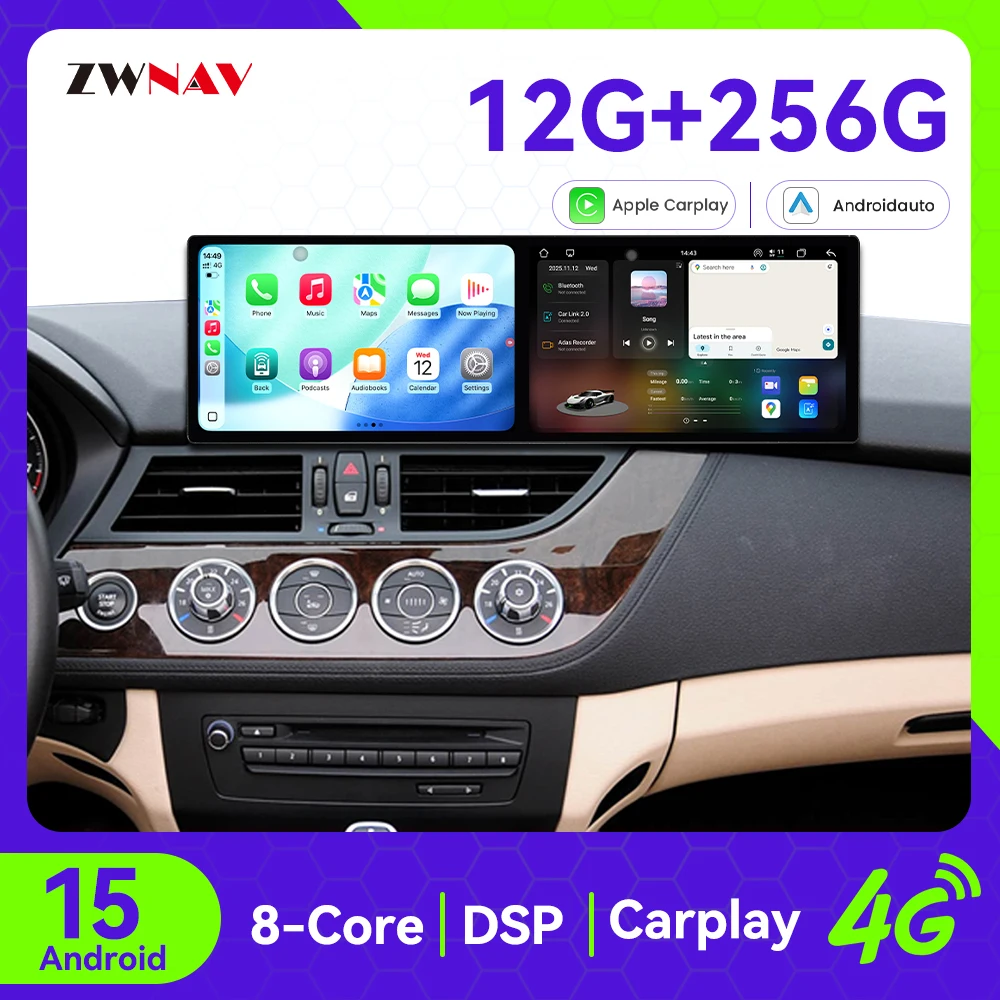 ZWNAV Android 15 Car Radio For BMW Z4 2008-2016CIC Wireless CarPlay Android Auto DSP Sound GPS Navigation Octa-Core Fast Boot