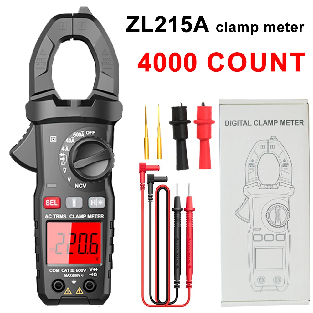 Digital Clamp Meter Professional Digital Ammeter Pliers 4000 Counts Voltage Current Multimeter  NCV Capacitance Ohm Tester