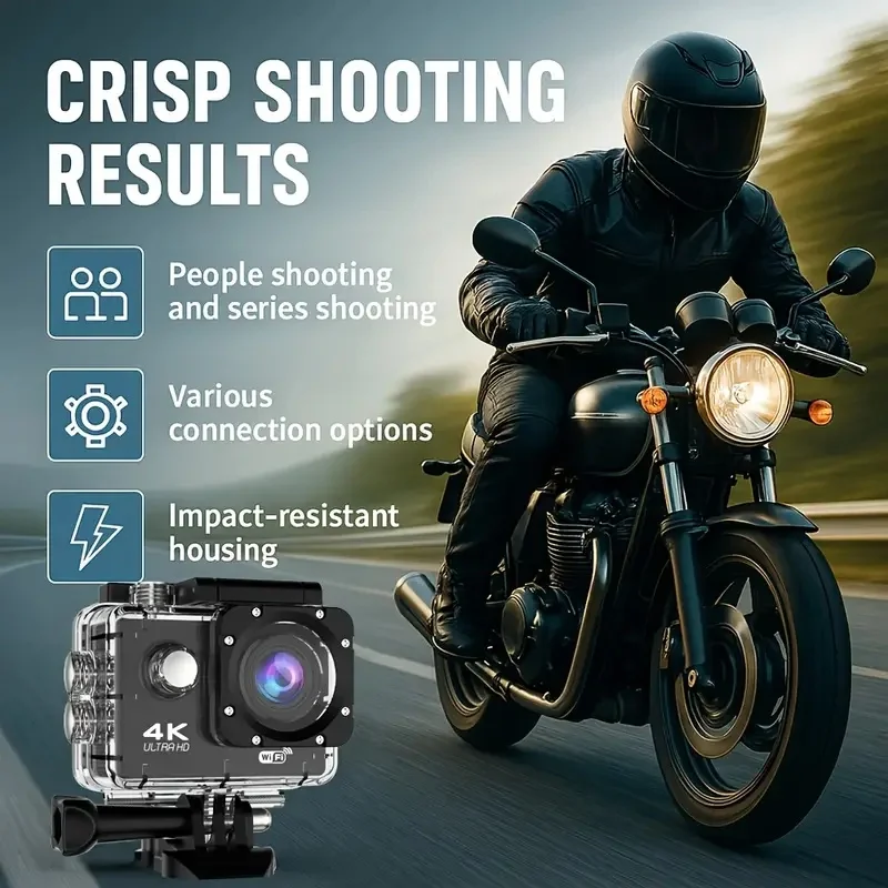 في الهواء الطلق 4K عمل كاميرا واي فاي خوذة تسجيل الفيديو 4K/30FPS واي فاي 2.0 "170D GPS 8X التكبير تحت الماء كاميرا رياضية مقاومة للماء