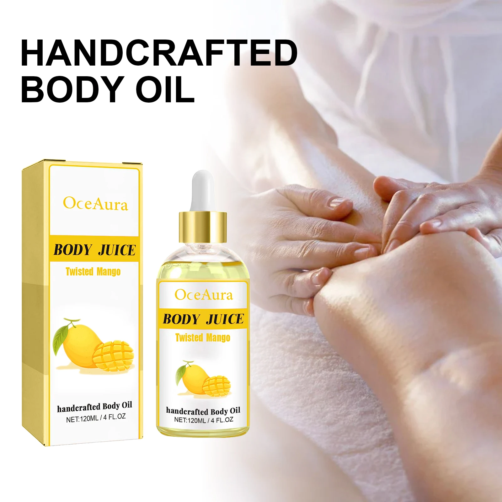 

Oceaura Mango Body Oil Relaxing Relief Fatigue and Anxiety Smoothing Skin Lasting Moisturizing Daily Massage Body Skin Oil