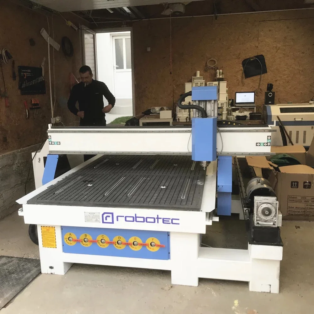 China 3D 4x8 FT CNC Router 3KW Water Cooled Spindle 4 Axis Mach3 System 1325 CNC Wood Router Carving Machine For Sale