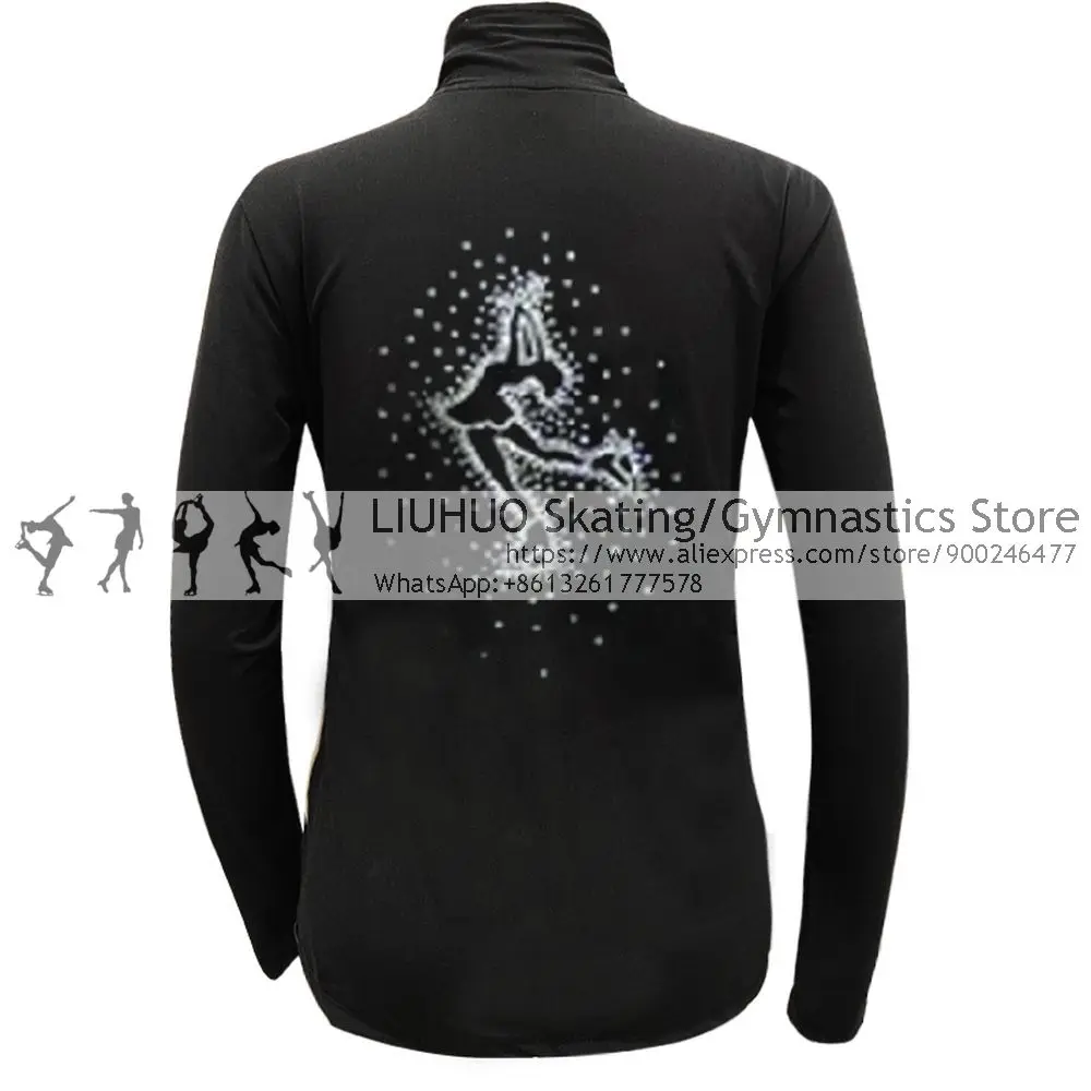 LIUHUO Handmade Diamond Figure Skating Jacket Training Fleece Jacket Girls Black